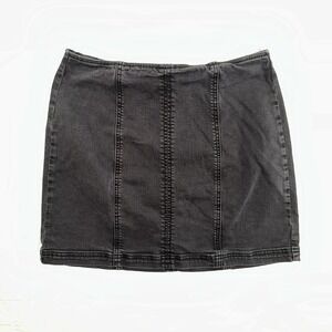 Pacsun Denim Skirt Women's 28 Black Gray Stretch Mini Zip Up Casual Y2K